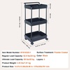 image:imageVEVOR 3Tier Rolling Utility Cart with Handle MultiFunctional Storage Trolley with Lockable Wheels Utility Cart KitchenUnder Desk Cart for Office Living Room Kitchen Bedroom Black