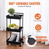 image:imageVEVOR 3Tier Rolling Utility Cart with Handle MultiFunctional Storage Trolley with Lockable Wheels Utility Cart KitchenUnder Desk Cart for Office Living Room Kitchen Bedroom Black