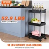image:imageVEVOR 3Tier Rolling Utility Cart with Handle MultiFunctional Storage Trolley with Lockable Wheels Utility Cart KitchenUnder Desk Cart for Office Living Room Kitchen Bedroom Black
