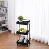 image:imageVEVOR 3Tier Rolling Utility Cart with Handle MultiFunctional Storage Trolley with Lockable Wheels Utility Cart KitchenUnder Desk Cart for Office Living Room Kitchen Bedroom Black