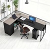 image:imageVEVOR 63 LShaped Executive Desk Large Office Desk with Drawers File Storage Cabinet Detachable 350 LBS Load Capacity Corner Table Easy Assembly Business Furniture Workstation for Home Office7153