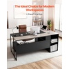 image:imageVEVOR 63 LShaped Executive Desk Large Office Desk with Drawers File Storage Cabinet Detachable 350 LBS Load Capacity Corner Table Easy Assembly Business Furniture Workstation for Home Office7153