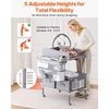 image:imageVEVOR Baby Changing Table Foldable Diaper Change Station with 2 Fabric Drawers Side Basket and Hanging Rod Adjustable Height Changing Table with Lockable Wheels and 2 Star Toys Light Graylight gray