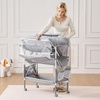 image:imageVEVOR Baby Changing Table Foldable Diaper Change Station with 2 Fabric Drawers Side Basket and Hanging Rod Adjustable Height Changing Table with Lockable Wheels and 2 Star Toys Light Graylight gray