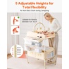 image:imageVEVOR Baby Changing Table Foldable Diaper Change Station with 2 Fabric Drawers Side Basket and Hanging Rod Adjustable Height Changing Table with Lockable Wheels and 2 Star Toys Light GrayBeige