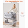 image:imageVEVOR Baby Changing Table Foldable Diaper Change Station with 2 Fabric Drawers Side Basket and Hanging Rod Adjustable Height Changing Table with Lockable Wheels and 2 Star Toys Light Graylight gray