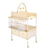 image:imageVEVOR Baby Changing Table Foldable Diaper Change Station with 2 Fabric Drawers Side Basket and Hanging Rod Adjustable Height Changing Table with Lockable Wheels and 2 Star Toys Light GrayBeige