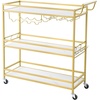 image:imageVEVOR Bar Cart 2 Tiers Home Kitchen Serving Carts Modern Rolling Utility Station on Wheels Drink Beverage Trolley with Mirrored Glass Shelves Wine Rack Glass Holder for Living Dining Room GoldGold