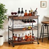 image:imageVEVOR Bar Cart 2 Tiers Home Kitchen Serving Carts Modern Rolling Utility Station on Wheels Drink Beverage Trolley with Mirrored Glass Shelves Wine Rack Glass Holder for Living Dining Room GoldRustic Brown and Black