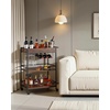 image:imageVEVOR Bar Cart 2 Tiers Home Kitchen Serving Carts Modern Rolling Utility Station on Wheels Drink Beverage Trolley with Mirrored Glass Shelves Wine Rack Glass Holder for Living Dining Room GoldRustic Brown and Black