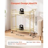 image:imageVEVOR Bar Cart 2 Tiers Home Kitchen Serving Carts Modern Rolling Utility Station on Wheels Drink Beverage Trolley with Mirrored Glass Shelves Wine Rack Glass Holder for Living Dining Room GoldGold