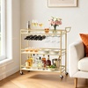 image:imageVEVOR Bar Cart 2 Tiers Home Kitchen Serving Carts Modern Rolling Utility Station on Wheels Drink Beverage Trolley with Mirrored Glass Shelves Wine Rack Glass Holder for Living Dining Room GoldGold