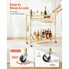 image:imageVEVOR Bar Cart 2 Tiers Home Kitchen Serving Carts Modern Rolling Utility Station on Wheels Drink Beverage Trolley with Mirrored Glass Shelves Wine Rack Glass Holder for Living Dining Room GoldGold