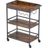 image:imageVEVOR Bar Cart 2 Tiers Home Kitchen Serving Carts Modern Rolling Utility Station on Wheels Drink Beverage Trolley with Mirrored Glass Shelves Wine Rack Glass Holder for Living Dining Room GoldRustic Brown and Black