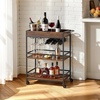 image:imageVEVOR Bar Cart 2 Tiers Home Kitchen Serving Carts Modern Rolling Utility Station on Wheels Drink Beverage Trolley with Mirrored Glass Shelves Wine Rack Glass Holder for Living Dining Room GoldRustic Brown and Black