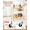 image:imageVEVOR Bar Cart 2 Tiers Home Kitchen Serving Carts Modern Rolling Utility Station on Wheels Drink Beverage Trolley with Mirrored Glass Shelves Wine Rack Glass Holder for Living Dining Room GoldGold