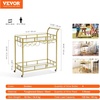 image:imageVEVOR Bar Cart 2 Tiers Home Kitchen Serving Carts Modern Rolling Utility Station on Wheels Drink Beverage Trolley with Mirrored Glass Shelves Wine Rack Glass Holder for Living Dining Room GoldGold