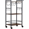 image:imageVEVOR Bar Cart 2 Tiers Home Kitchen Serving Carts Modern Rolling Utility Station on Wheels Drink Beverage Trolley with Mirrored Glass Shelves Wine Rack Glass Holder for Living Dining Room GoldRustic Brown and Black