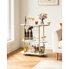 image:imageVEVOR Bar Cart 2 Tiers Home Kitchen Serving Carts Modern Rolling Utility Station on Wheels Drink Beverage Trolley with Mirrored Glass Shelves Wine Rack Glass Holder for Living Dining Room GoldGold