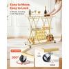 image:imageVEVOR Bar Cart 2 Tiers Home Kitchen Serving Carts Modern Rolling Utility Station on Wheels Drink Beverage Trolley with Mirrored Glass Shelves Wine Rack Glass Holder for Living Dining Room GoldGold