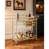 image:imageVEVOR Bar Cart 2 Tiers Home Kitchen Serving Carts Modern Rolling Utility Station on Wheels Drink Beverage Trolley with Mirrored Glass Shelves Wine Rack Glass Holder for Living Dining Room GoldGold