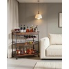 image:imageVEVOR Bar Cart 2 Tiers Home Kitchen Serving Carts Modern Rolling Utility Station on Wheels Drink Beverage Trolley with Mirrored Glass Shelves Wine Rack Glass Holder for Living Dining Room GoldRustic Brown and Black