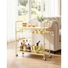 image:imageVEVOR Bar Cart 2 Tiers Home Kitchen Serving Carts Modern Rolling Utility Station on Wheels Drink Beverage Trolley with Mirrored Glass Shelves Wine Rack Glass Holder for Living Dining Room GoldGold