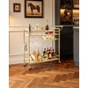 image:imageVEVOR Bar Cart 2 Tiers Home Kitchen Serving Carts Modern Rolling Utility Station on Wheels Drink Beverage Trolley with Mirrored Glass Shelves Wine Rack Glass Holder for Living Dining Room GoldGold