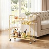 image:imageVEVOR Bar Cart 2 Tiers Home Kitchen Serving Carts Modern Rolling Utility Station on Wheels Drink Beverage Trolley with Mirrored Glass Shelves Wine Rack Glass Holder for Living Dining Room GoldGold