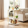 image:imageVEVOR Bar Cart 2 Tiers Home Kitchen Serving Carts Modern Rolling Utility Station on Wheels Drink Beverage Trolley with Mirrored Glass Shelves Wine Rack Glass Holder for Living Dining Room GoldGold