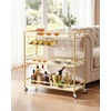 image:imageVEVOR Bar Cart 2 Tiers Home Kitchen Serving Carts Modern Rolling Utility Station on Wheels Drink Beverage Trolley with Mirrored Glass Shelves Wine Rack Glass Holder for Living Dining Room GoldGold