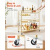 image:imageVEVOR Bar Cart 2 Tiers Home Kitchen Serving Carts Modern Rolling Utility Station on Wheels Drink Beverage Trolley with Mirrored Glass Shelves Wine Rack Glass Holder for Living Dining Room GoldGold