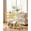 image:imageVEVOR Bar Cart 2 Tiers Home Kitchen Serving Carts Modern Rolling Utility Station on Wheels Drink Beverage Trolley with Mirrored Glass Shelves Wine Rack Glass Holder for Living Dining Room GoldGold