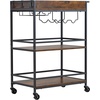 image:imageVEVOR Bar Cart 2 Tiers Home Kitchen Serving Carts Modern Rolling Utility Station on Wheels Drink Beverage Trolley with Mirrored Glass Shelves Wine Rack Glass Holder for Living Dining Room GoldRustic Brown and Black