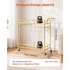 image:imageVEVOR Bar Cart 2 Tiers Home Kitchen Serving Carts Modern Rolling Utility Station on Wheels Drink Beverage Trolley with Mirrored Glass Shelves Wine Rack Glass Holder for Living Dining Room GoldGold