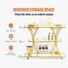 image:imageVEVOR Bar Cart 2 Tiers Home Kitchen Serving Carts Modern Rolling Utility Station on Wheels Drink Beverage Trolley with Mirrored Glass Shelves Wine Rack Glass Holder for Living Dining Room GoldGold