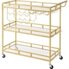 image:imageVEVOR Bar Cart 2 Tiers Home Kitchen Serving Carts Modern Rolling Utility Station on Wheels Drink Beverage Trolley with Mirrored Glass Shelves Wine Rack Glass Holder for Living Dining Room GoldGold