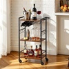 image:imageVEVOR Bar Cart 2 Tiers Home Kitchen Serving Carts Modern Rolling Utility Station on Wheels Drink Beverage Trolley with Mirrored Glass Shelves Wine Rack Glass Holder for Living Dining Room GoldRustic Brown and Black