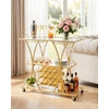 image:imageVEVOR Bar Cart 2 Tiers Home Kitchen Serving Carts Modern Rolling Utility Station on Wheels Drink Beverage Trolley with Mirrored Glass Shelves Wine Rack Glass Holder for Living Dining Room GoldGold