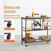 image:imageVEVOR Bar Cart 2 Tiers Home Kitchen Serving Carts Modern Rolling Utility Station on Wheels Drink Beverage Trolley with Mirrored Glass Shelves Wine Rack Glass Holder for Living Dining Room GoldRustic Brown and Black