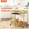 image:imageVEVOR Bar Cart 2 Tiers Home Kitchen Serving Carts Modern Rolling Utility Station on Wheels Drink Beverage Trolley with Mirrored Glass Shelves Wine Rack Glass Holder for Living Dining Room GoldGold