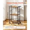 image:imageVEVOR Bar Cart 2 Tiers Home Kitchen Serving Carts Modern Rolling Utility Station on Wheels Drink Beverage Trolley with Mirrored Glass Shelves Wine Rack Glass Holder for Living Dining Room GoldRustic Brown and Black