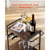 image:imageVEVOR Bar Cart 2 Tiers Home Kitchen Serving Carts Modern Rolling Utility Station on Wheels Drink Beverage Trolley with Mirrored Glass Shelves Wine Rack Glass Holder for Living Dining Room GoldRustic Brown and Black