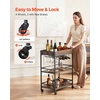 image:imageVEVOR Bar Cart 2 Tiers Home Kitchen Serving Carts Modern Rolling Utility Station on Wheels Drink Beverage Trolley with Mirrored Glass Shelves Wine Rack Glass Holder for Living Dining Room GoldRustic Brown and Black