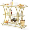 image:imageVEVOR Bar Cart 2 Tiers Home Kitchen Serving Carts Modern Rolling Utility Station on Wheels Drink Beverage Trolley with Mirrored Glass Shelves Wine Rack Glass Holder for Living Dining Room GoldGold