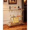 image:imageVEVOR Bar Cart 2 Tiers Home Kitchen Serving Carts Modern Rolling Utility Station on Wheels Drink Beverage Trolley with Mirrored Glass Shelves Wine Rack Glass Holder for Living Dining Room GoldGold