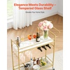 image:imageVEVOR Bar Cart 2 Tiers Home Kitchen Serving Carts Modern Rolling Utility Station on Wheels Drink Beverage Trolley with Mirrored Glass Shelves Wine Rack Glass Holder for Living Dining Room GoldGold