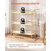 image:imageVEVOR Bar Cart 2 Tiers Home Kitchen Serving Carts Modern Rolling Utility Station on Wheels Drink Beverage Trolley with Mirrored Glass Shelves Wine Rack Glass Holder for Living Dining Room GoldGold