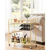 image:imageVEVOR Bar Cart 2 Tiers Home Kitchen Serving Carts Modern Rolling Utility Station on Wheels Drink Beverage Trolley with Mirrored Glass Shelves Wine Rack Glass Holder for Living Dining Room GoldGold