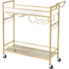 image:imageVEVOR Bar Cart 2 Tiers Home Kitchen Serving Carts Modern Rolling Utility Station on Wheels Drink Beverage Trolley with Mirrored Glass Shelves Wine Rack Glass Holder for Living Dining Room GoldGold